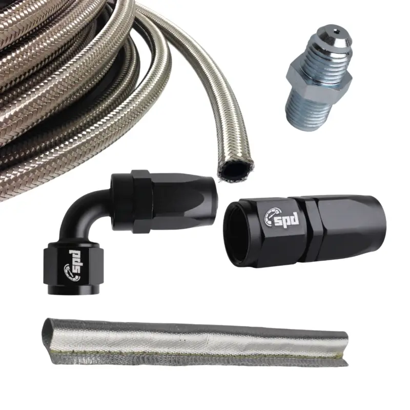Kundfavorit Garret Olja in Kit Turbo 1 x Rak + 1 x 90 Grader AN4 + Alu Värmeskydd